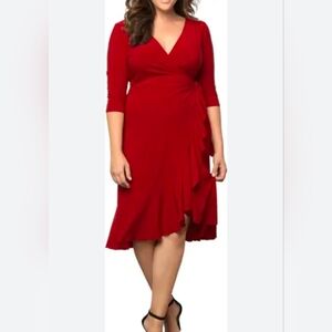 NWT Kiyonna Whimsy Wrap Red Dress